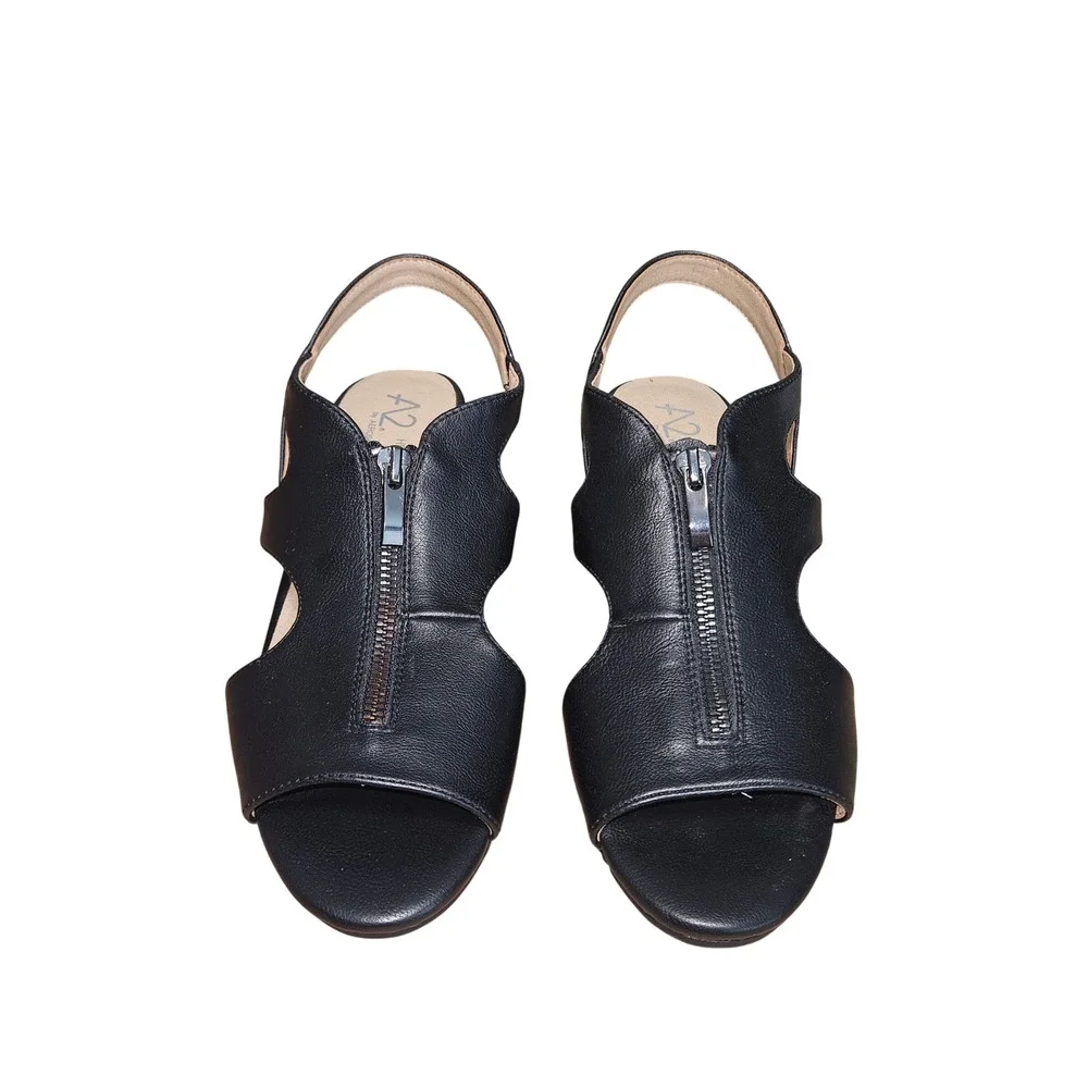 A2 by Aerosoles‎ Black Wedge Sandals Women 8